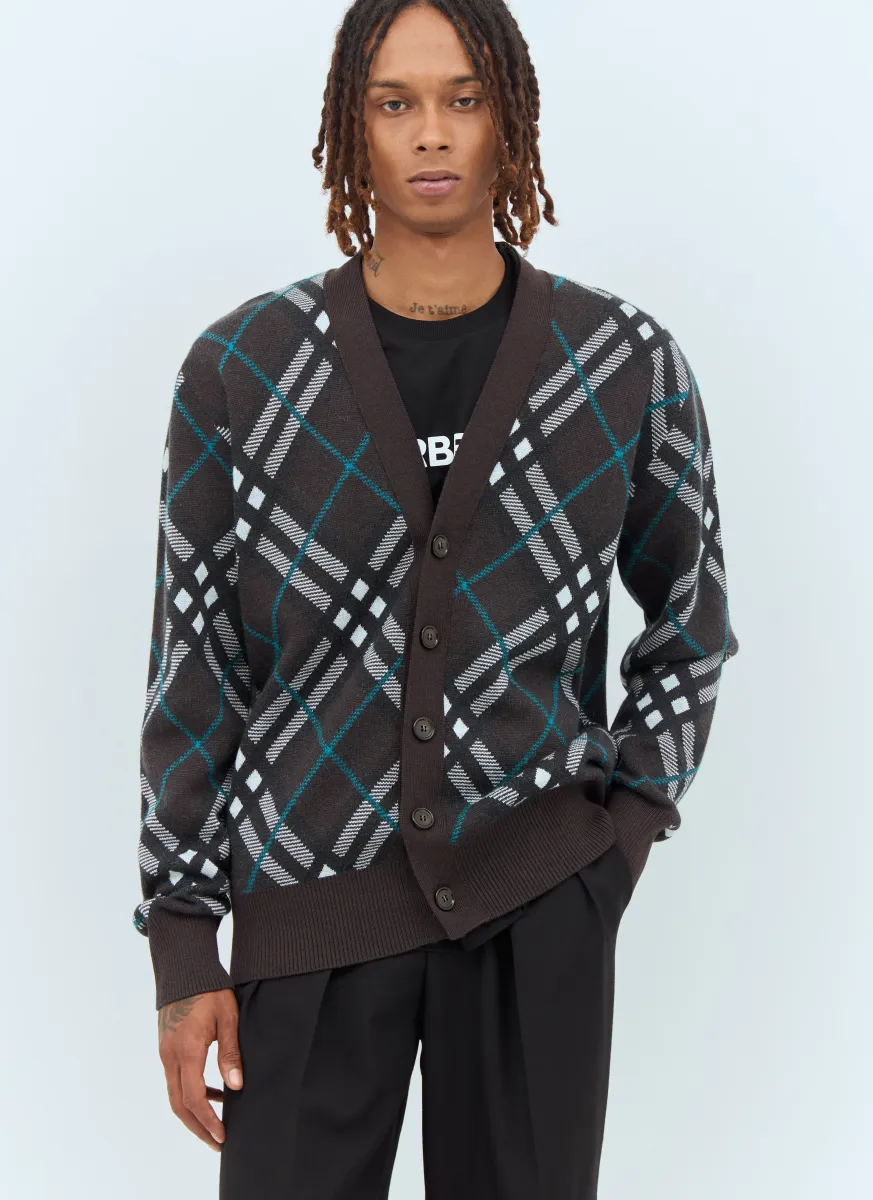Check Wool Cardigan