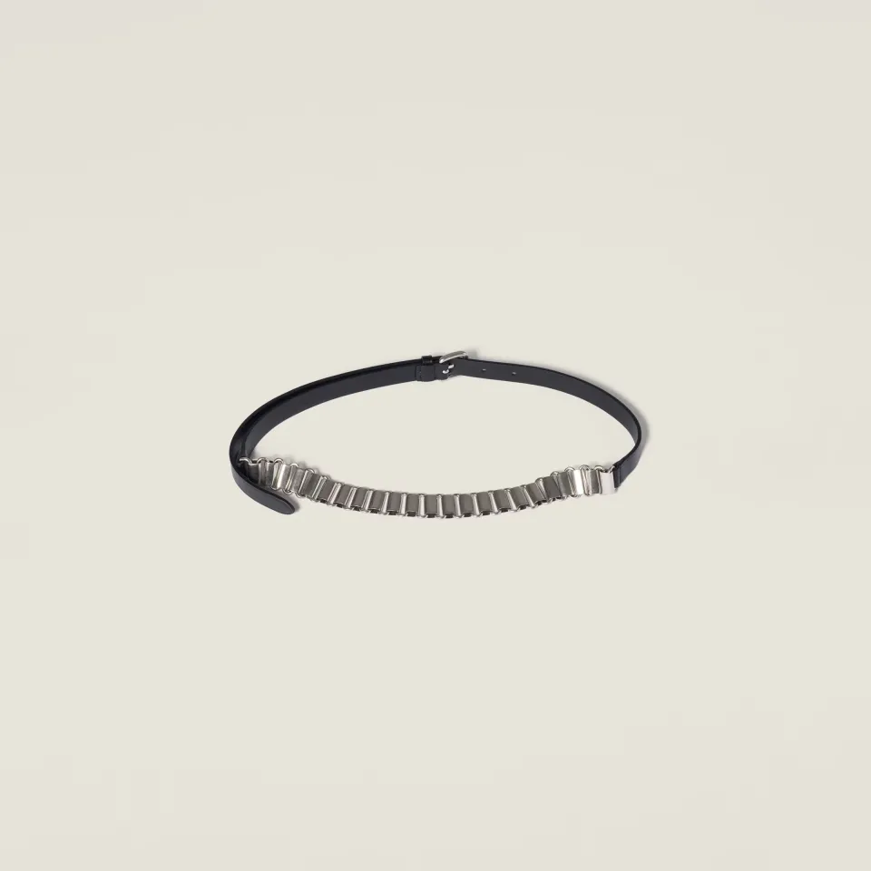 Leather and metal belt