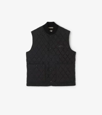 Quilted Nylon Gilet in Black