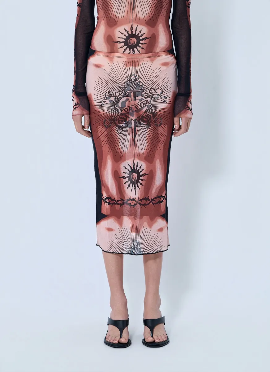 Re-Edition Safe Sex Tattoo Long Skirt