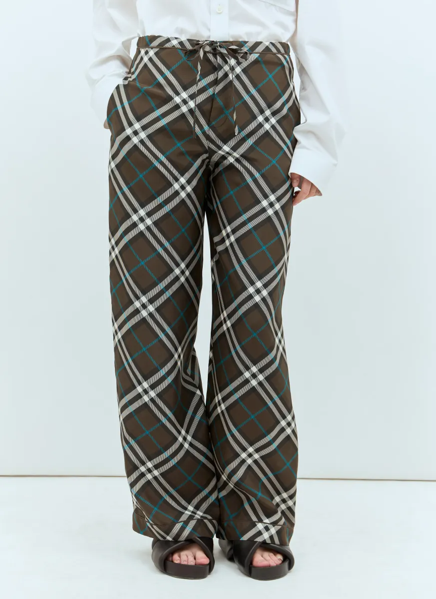 Check Silk Pants
