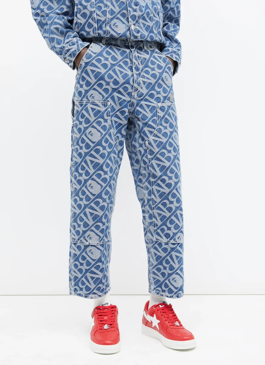 Metal One Point Double Knee Denim Work Pants