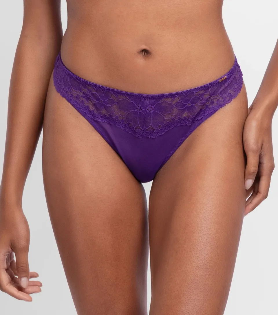 Women's Purple Lace Trimmed Thong