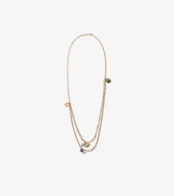 Charm Double Layer Necklace in Gold/multicolour