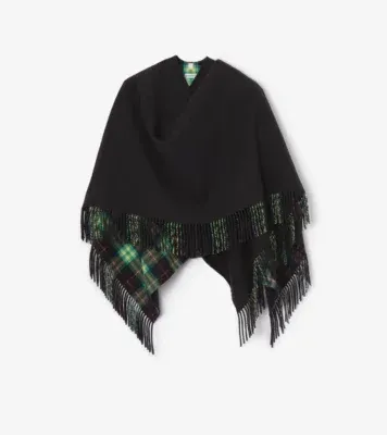 Wool Blanket Cape in Emerald green