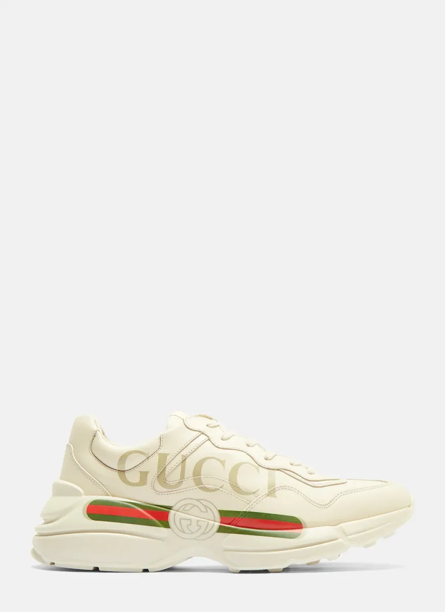 Rhyton Gucci Logo Leather Sneakers