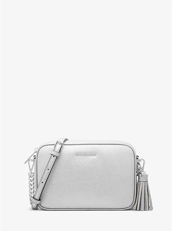 Jet Set Medium Metallic Pebbled Leather Camera Bag