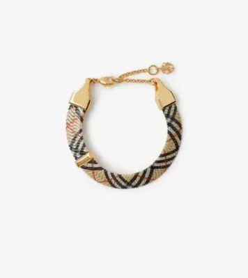 Check Print Bracelet in Gold/sand beige