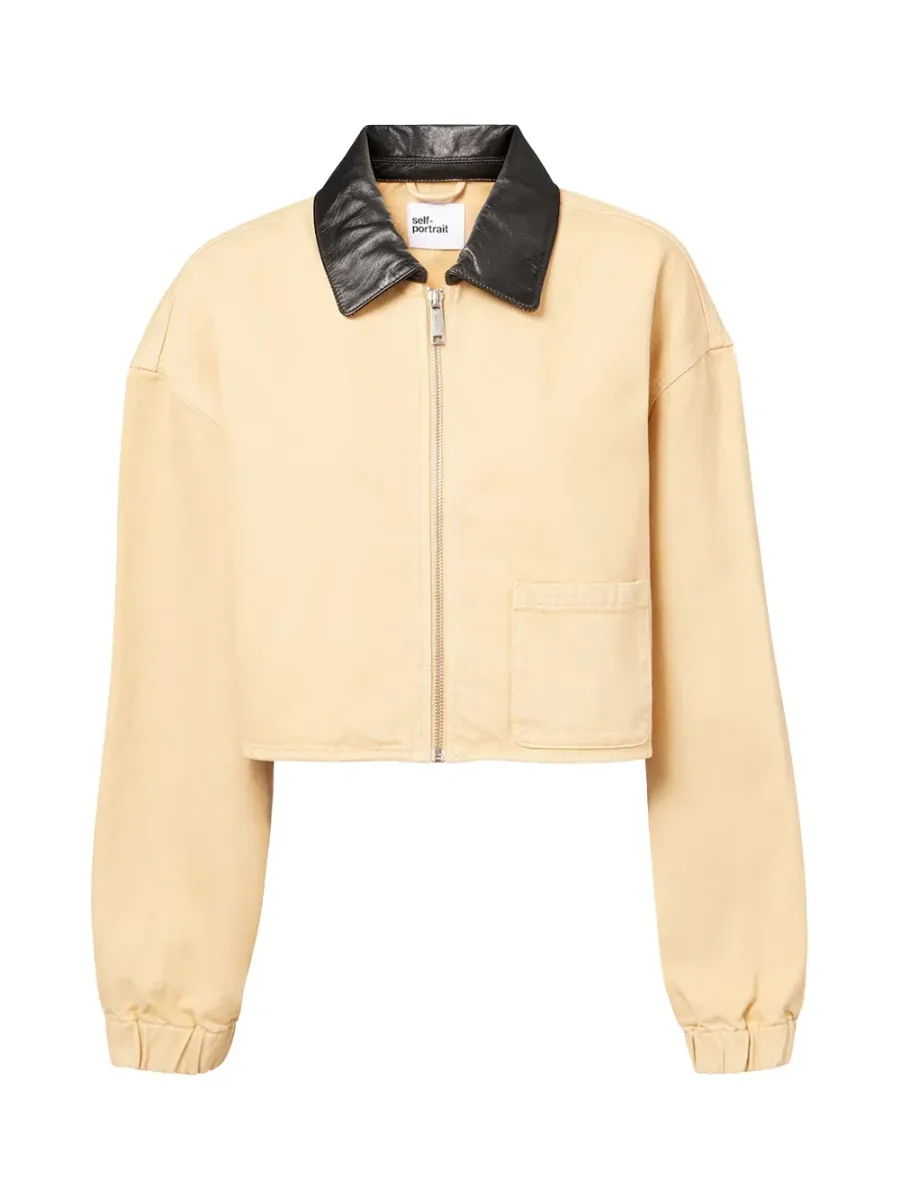 Beige Denim Cropped Jacket
