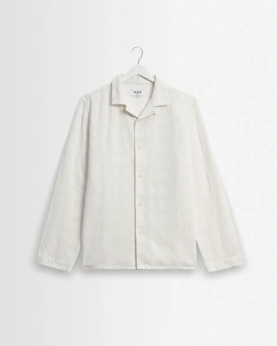 Corey - Off White Dobby Check Cotton Shirt
