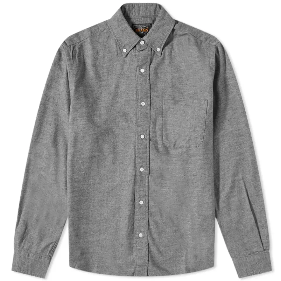 Button Down Solid Flannel Shirt