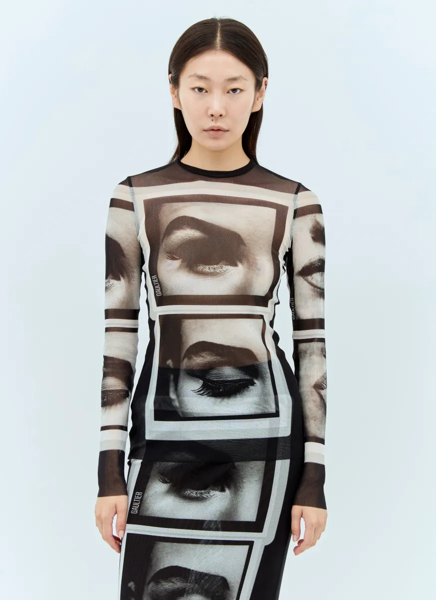 Eyes And Lips Mesh Top