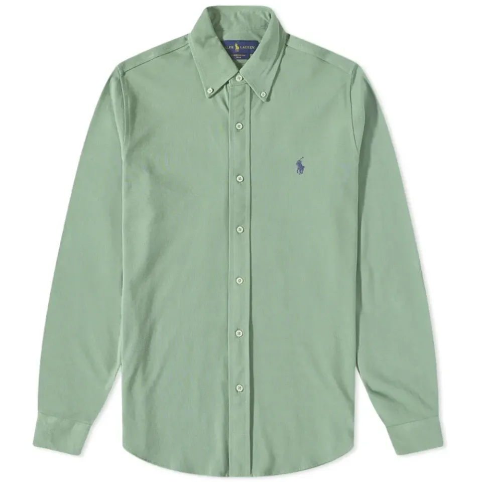 Slim Fit Button Down Pique Shirt