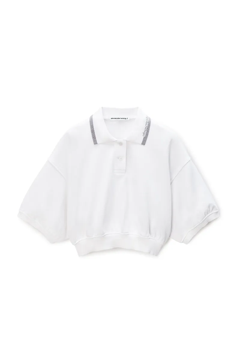 Cropped Cinched Cotton Polo
