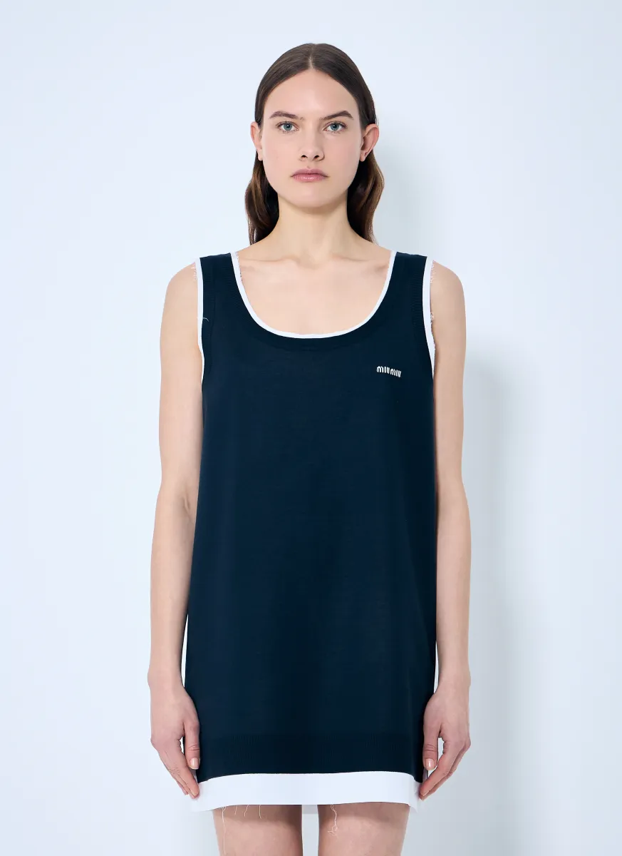 Knit And Poplin Mini Dress