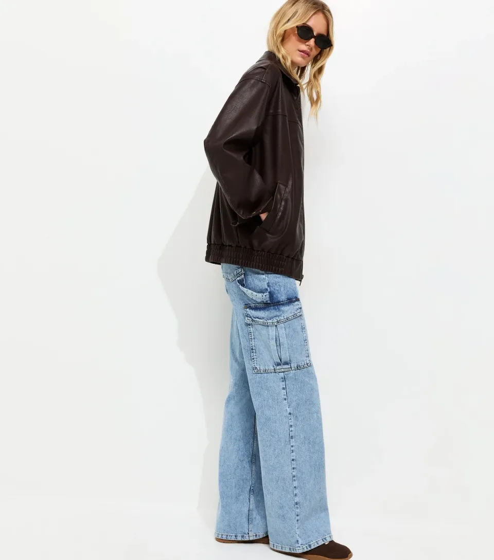 Women's Tall Blue Cargo Pocket Jeans