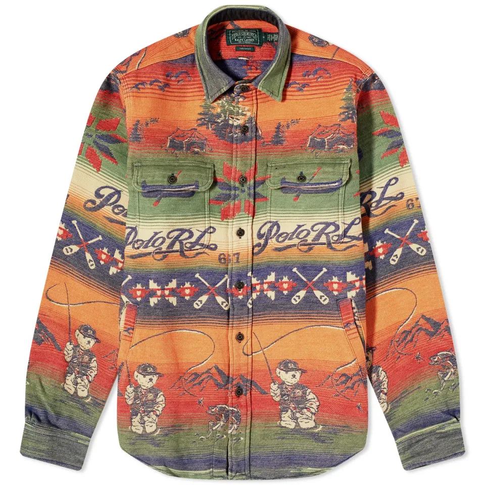 Fishing Bear Graphic Overshirt