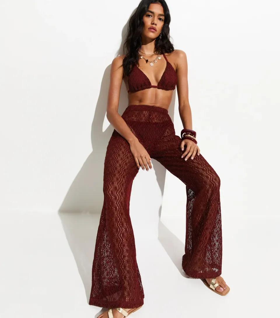 Women's Rust Crochet Beach Trousers