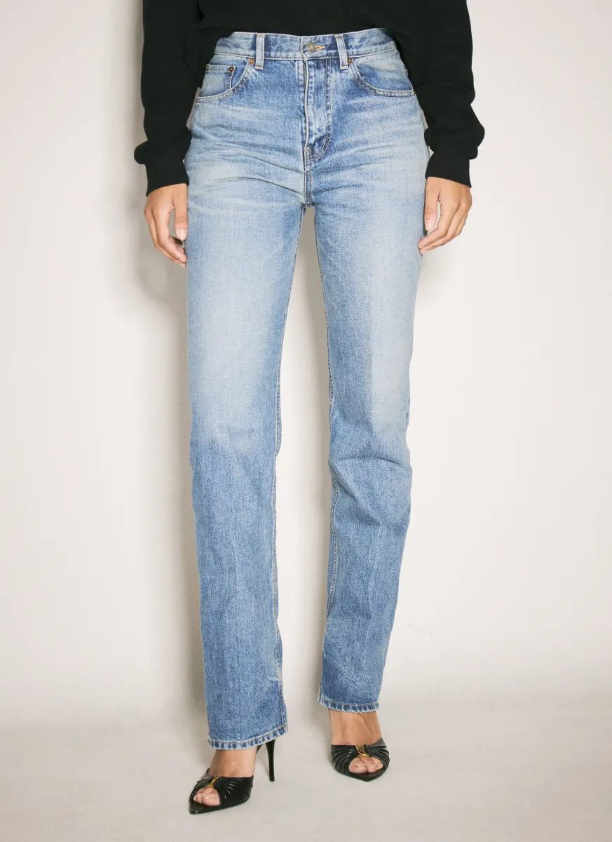 Mid-Rise Straight Jeans