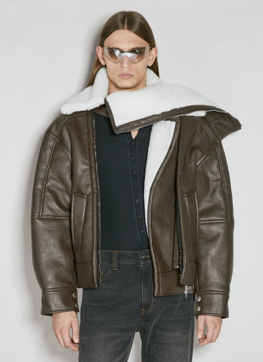 Hook And Eye Synthetic Leather Jacket