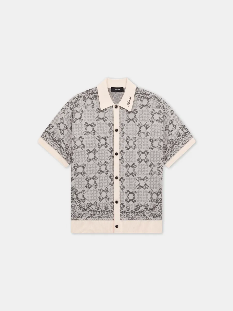 MA QUAD CHECK MESH KNIT SHIRT - Alabaster