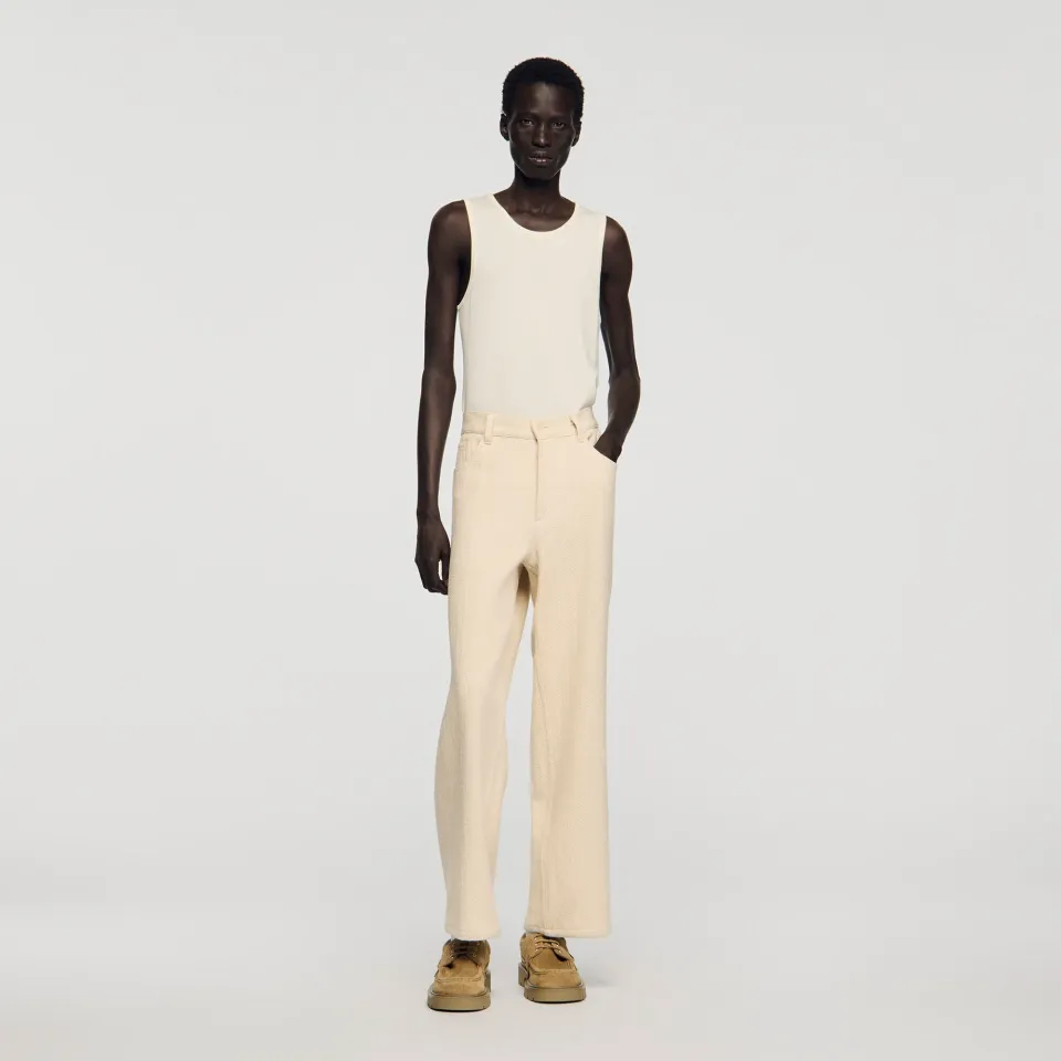 Wide-leg cotton trousers