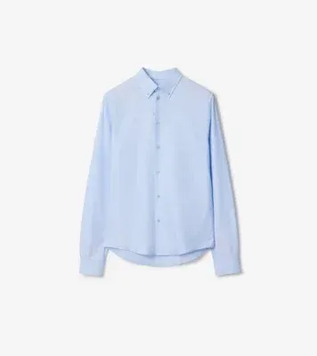 Slim Fit Cotton Oxford Shirt in Blue smoke