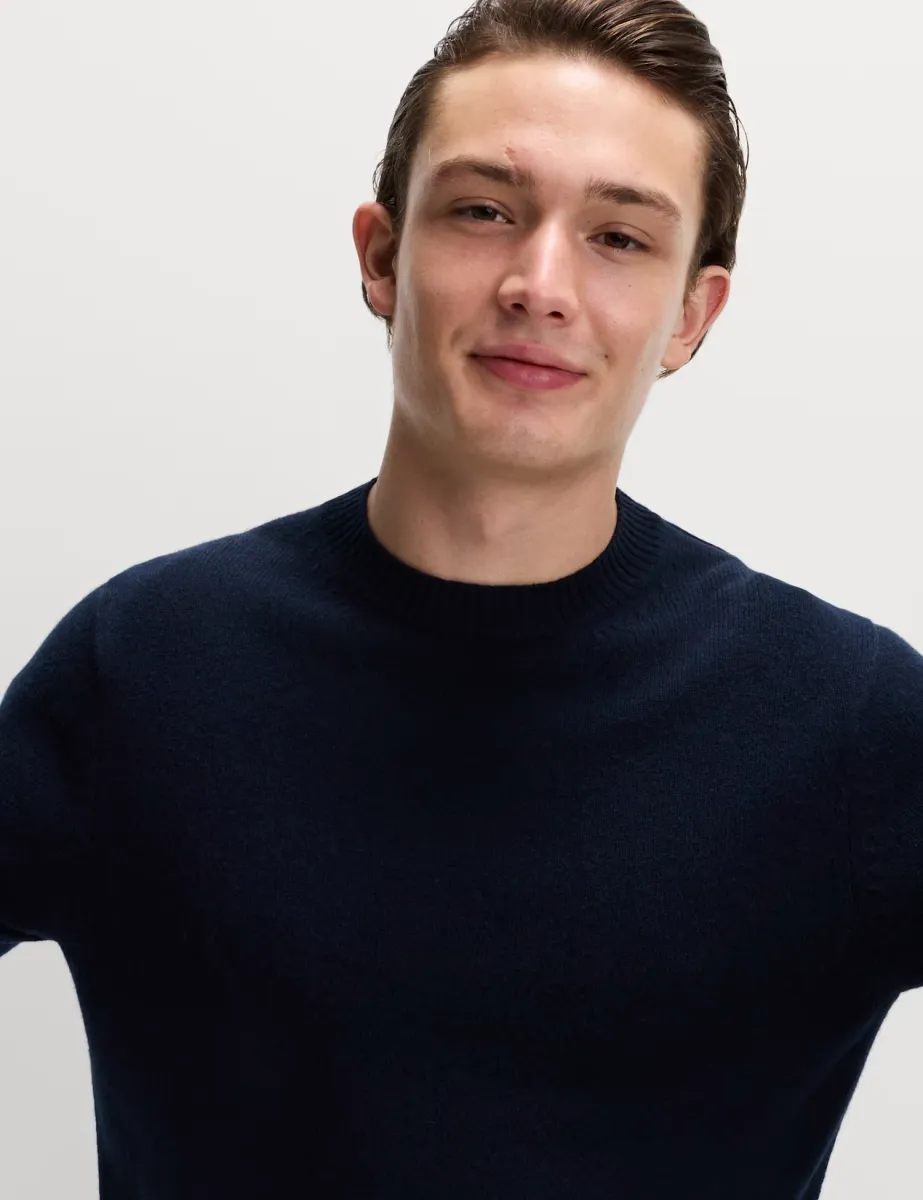 Pure Lambswool Crew Neck Jumper Dark Navy