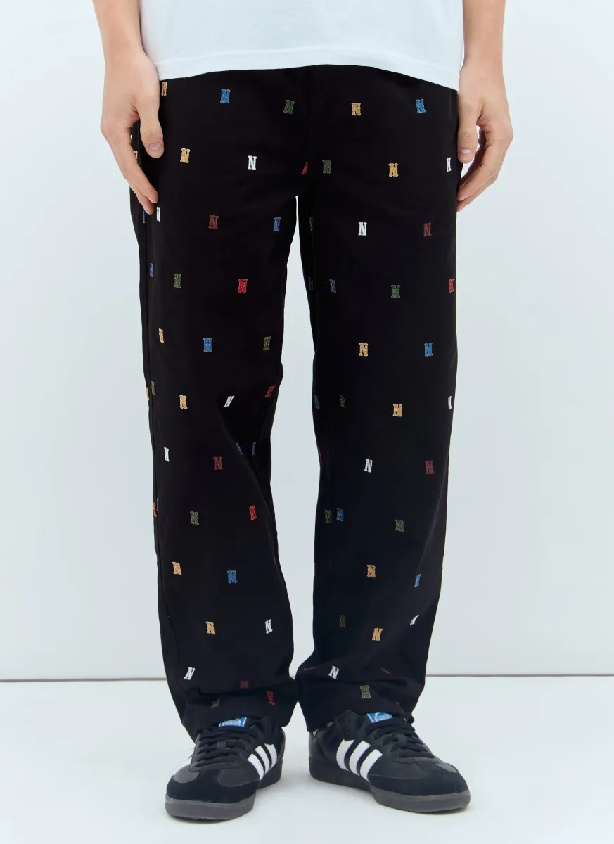 Embroidered Easy Pants