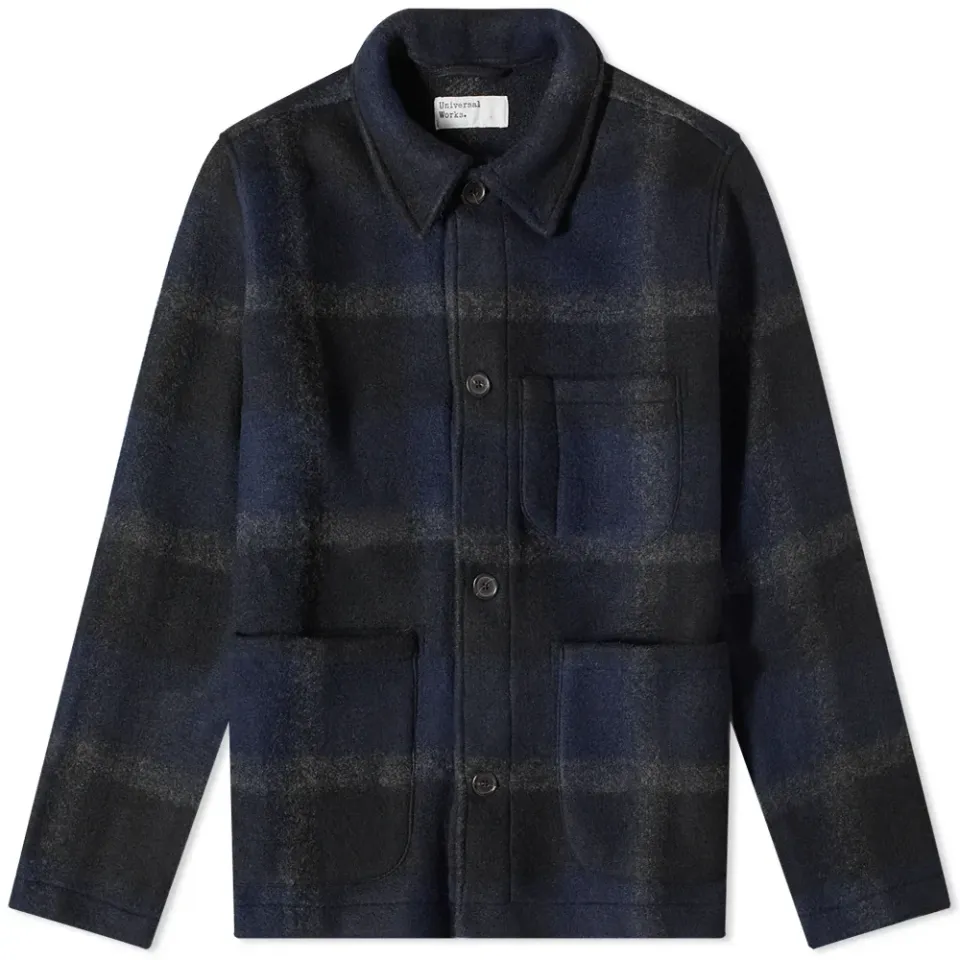 Plaid Wool Fleece Field Jacket