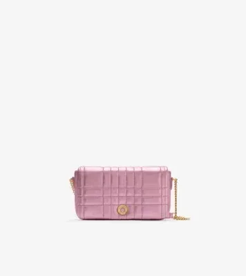 Small Quilted Leather Crossbody Bag in Pink