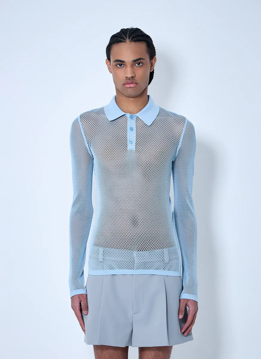 Embossed Technical Mesh Polo Top