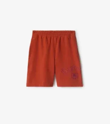 Gothic Logo Cotton Shorts in Fire orange