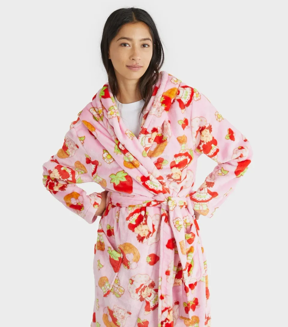 Women's Light Pink Strawberry Shortcake Dressing Gown