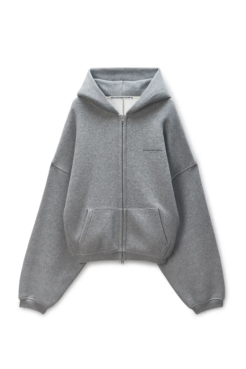 CRYSTAL HOTFIX ZIP UP HOODIE