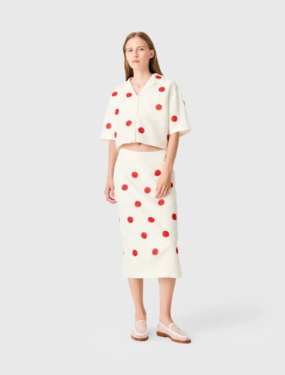 Embroidered linen and silk shirt