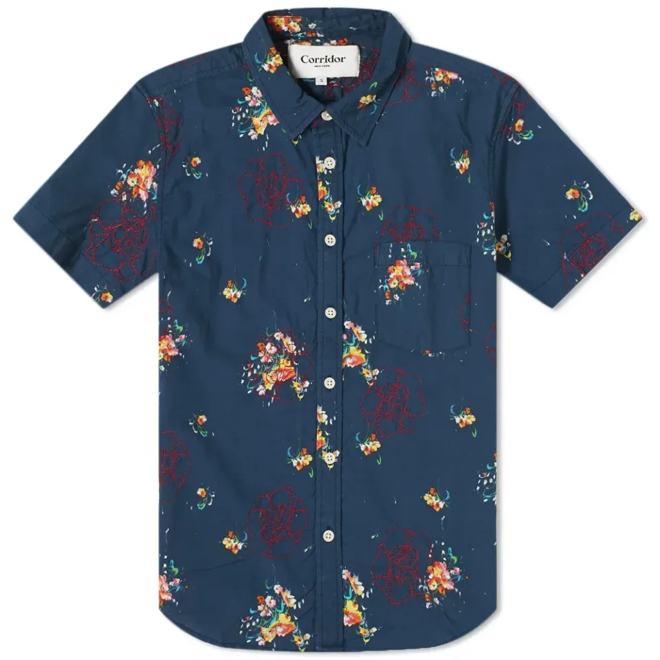Embroidered Bouquet Hawaiian Shirt