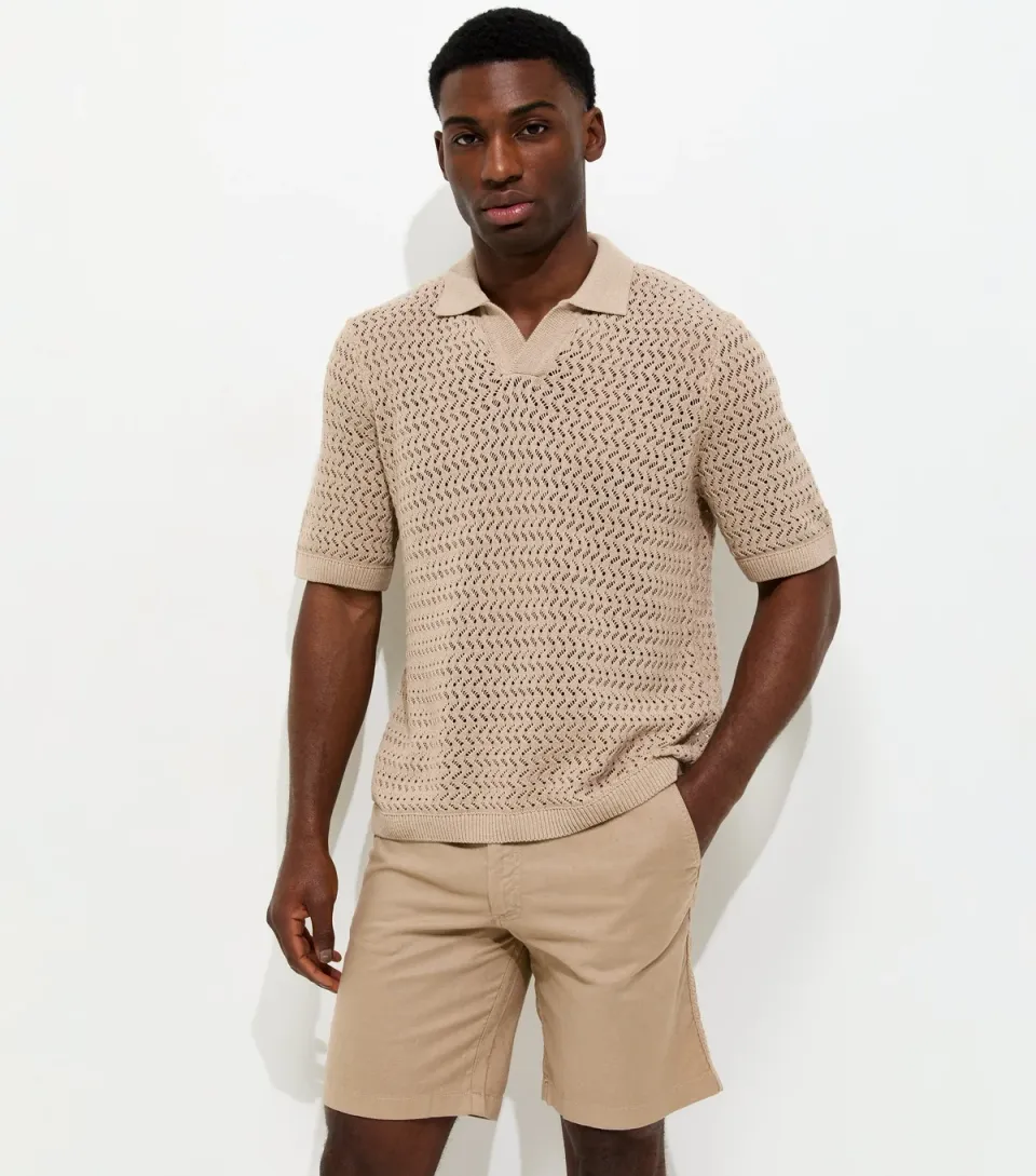 Men's Regular Light Brown Cotton Rich Drawstring Shorts