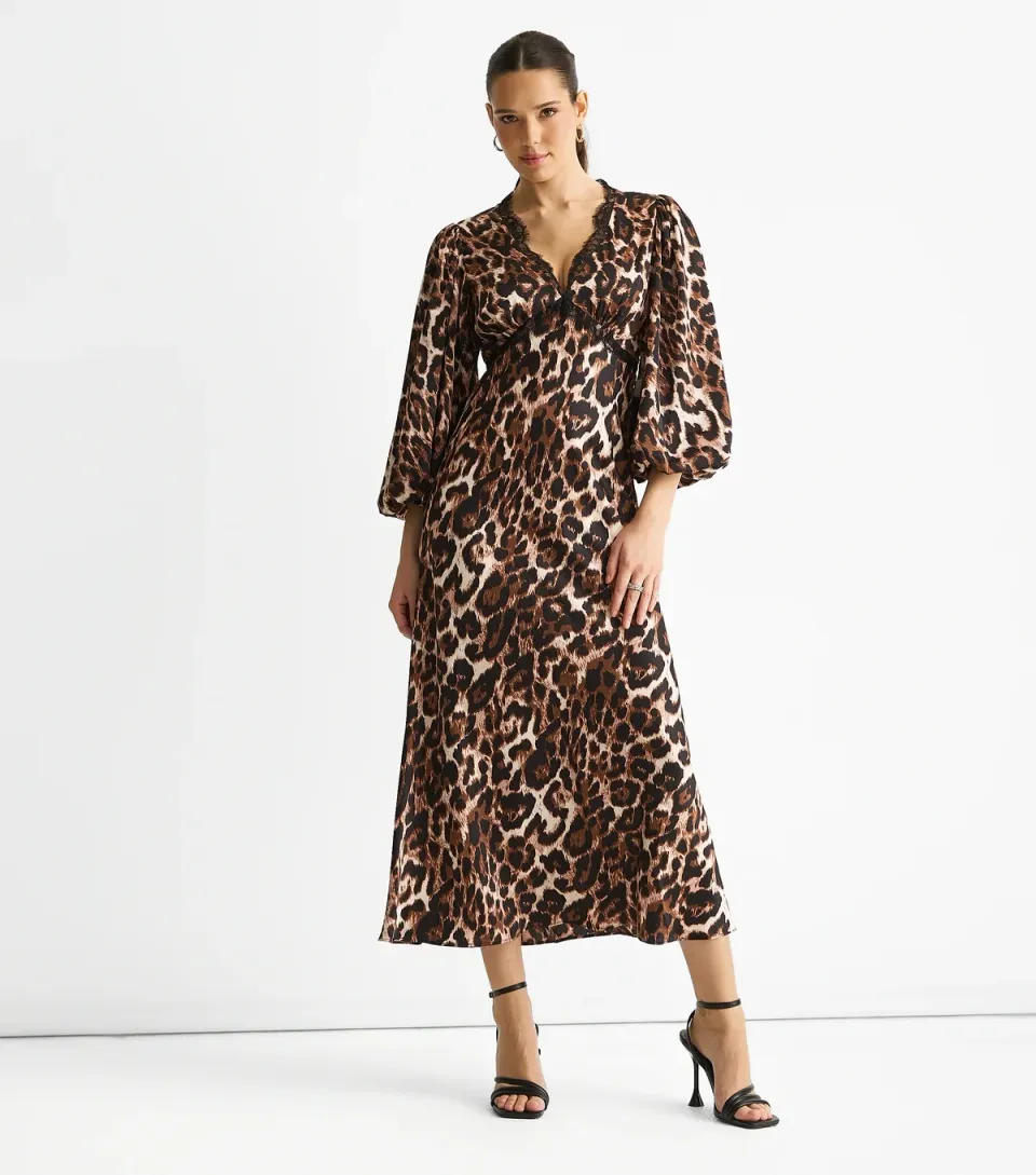Women's Brown Leopard Print Dress