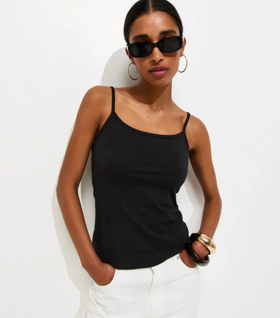Women's Black Scoop Neck Cami Top