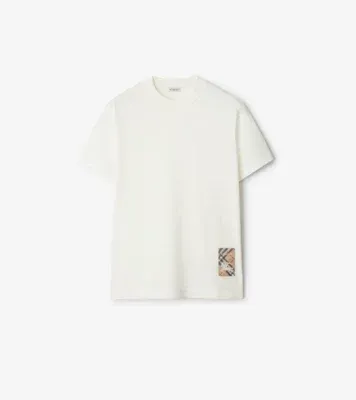Check Label Cotton T-shirt in Chalk white