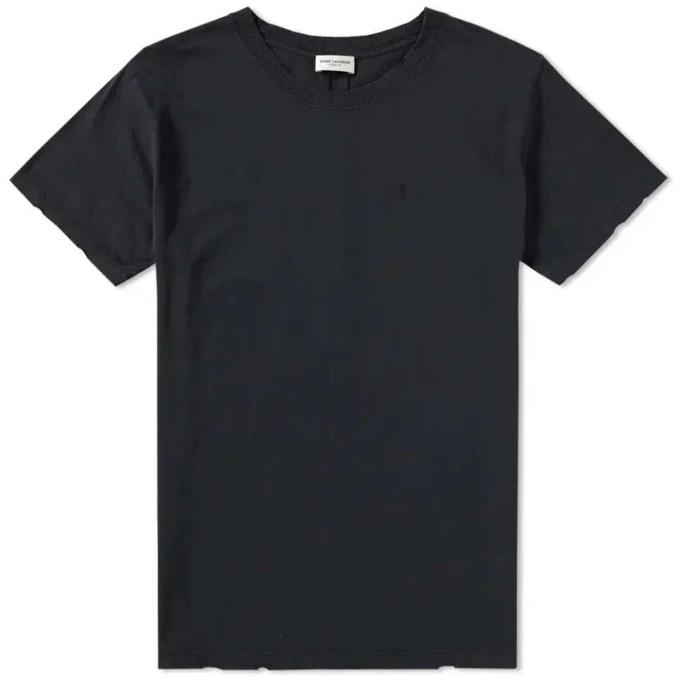 Distressed Embroidered Logo Tee