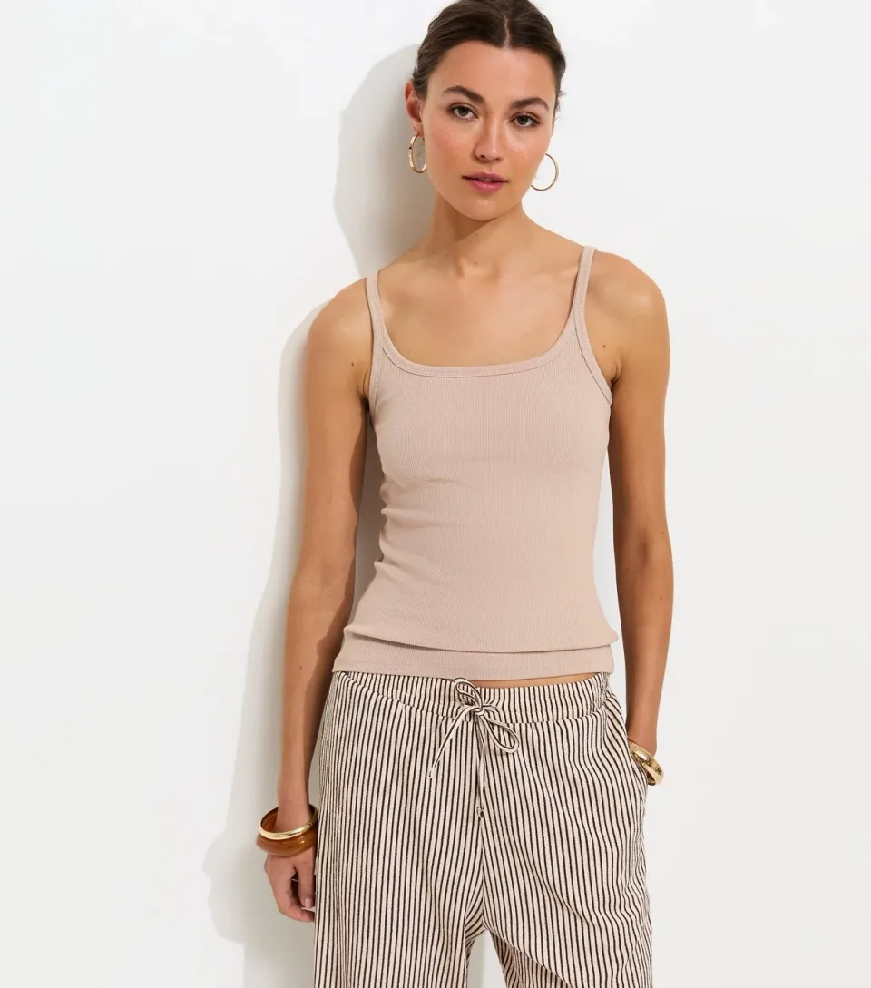 Women's Mink Ribbed Strappy Cami Top