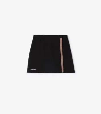 Icon Stripe Stretch Cotton Skort in Black