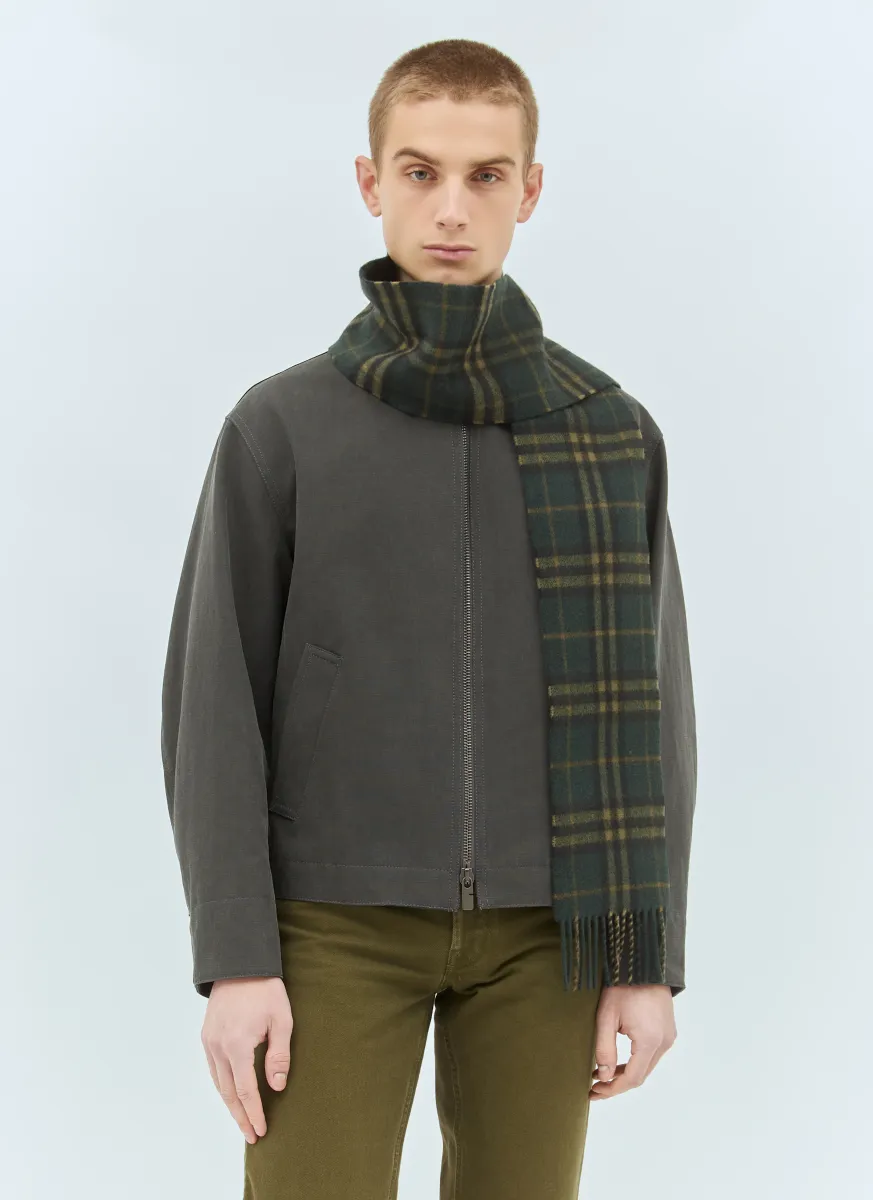 Narrow Check Cashmere Scarf
