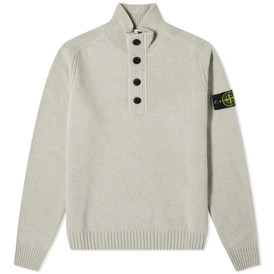 Button Funnel Crew Knit