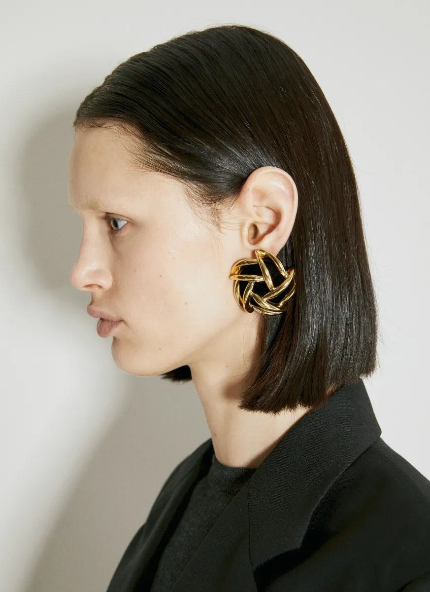 Vintage Spiral Earrings In Metal And Velvet