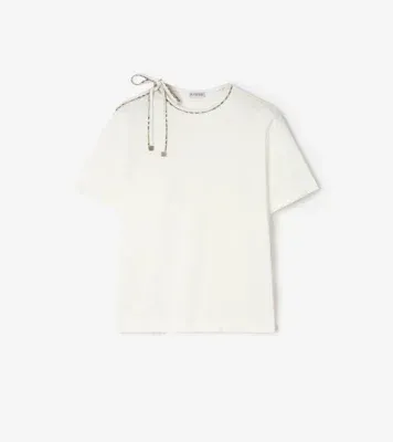 Tie-sleeve Cotton T-shirt in Chalk white