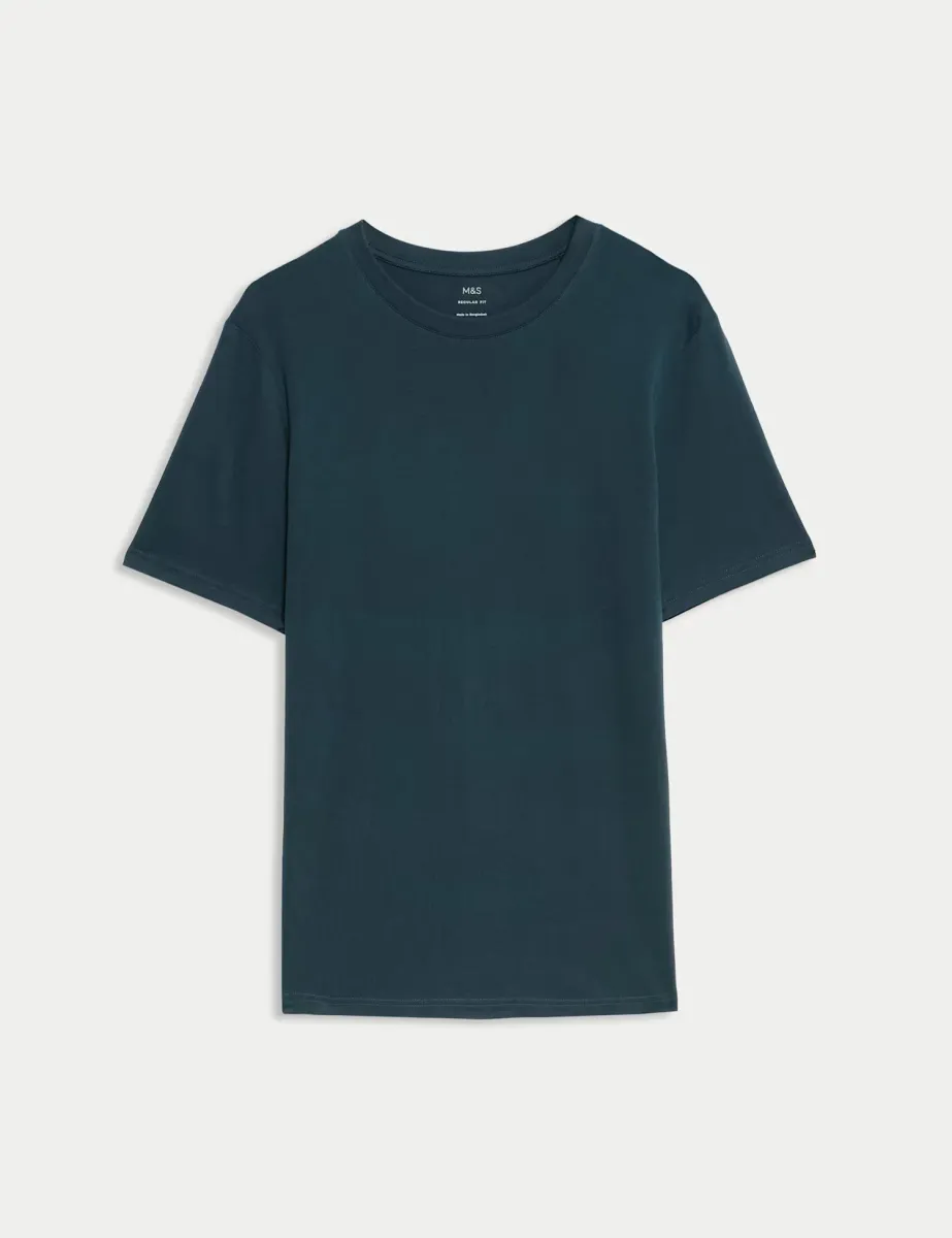 Pure Cotton Regular Fit Crew Neck T-Shirt Kingfisher