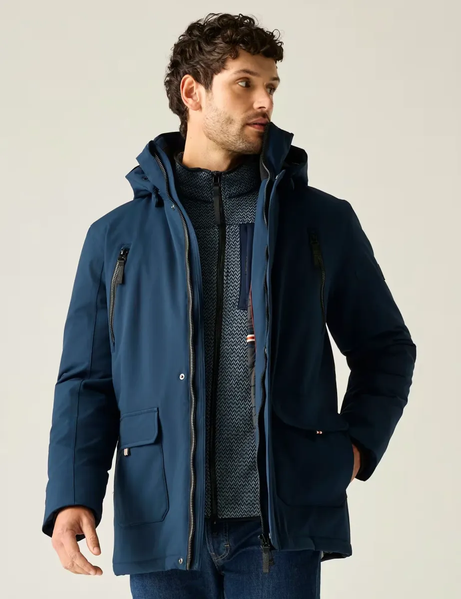 Marron Waterproof Hooded Jacket Navy